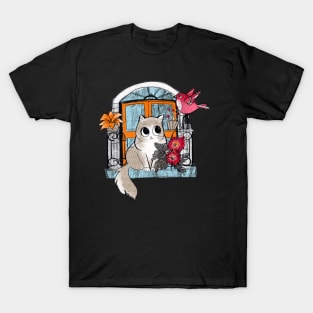 Cat and Bird T-Shirt